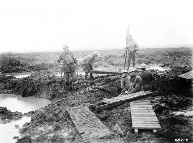 Canadian Pioneers Lay Trench Mats at Passchendaele