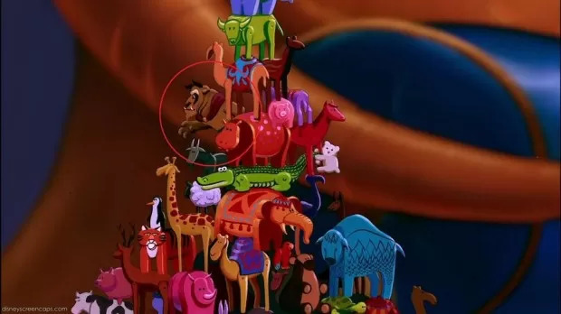 No filme "Aladdin", tem um Fera de pelúcia escondido no meio dos brinquedos do Sultão.