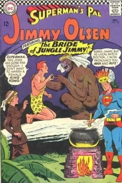 A clássica do Super casando o Jimmy Olsen com uma gorila!