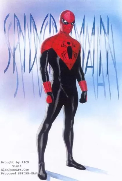 Aliás, o famoso "Homem-Aranha do Alex Ross" foi um dos primeiros concepts para o uniforme que seria usado no cinema. E, sim, ele era baseado no uniforme do Aranha Ben Reilly, que estava sendo publicado na época.