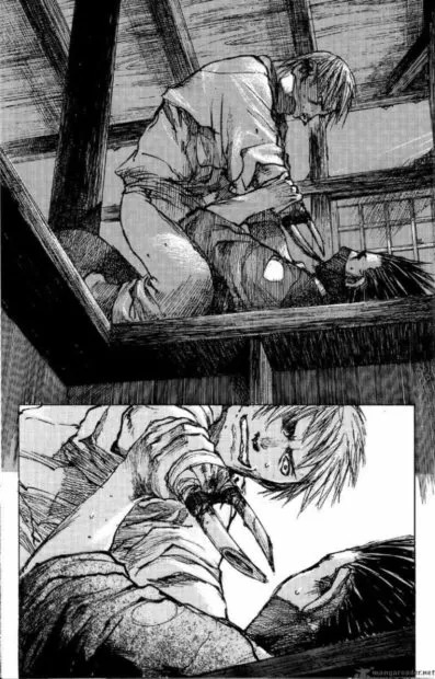 Taito e Shira tem um combate sangrento e extremamente tenso no mangá.